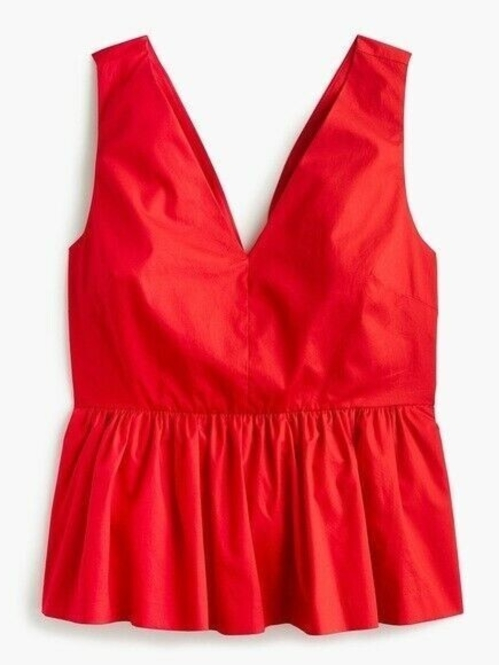 J. Crew Red V-Neck Sleeveless Peplum Cotton Summer Top Size 2